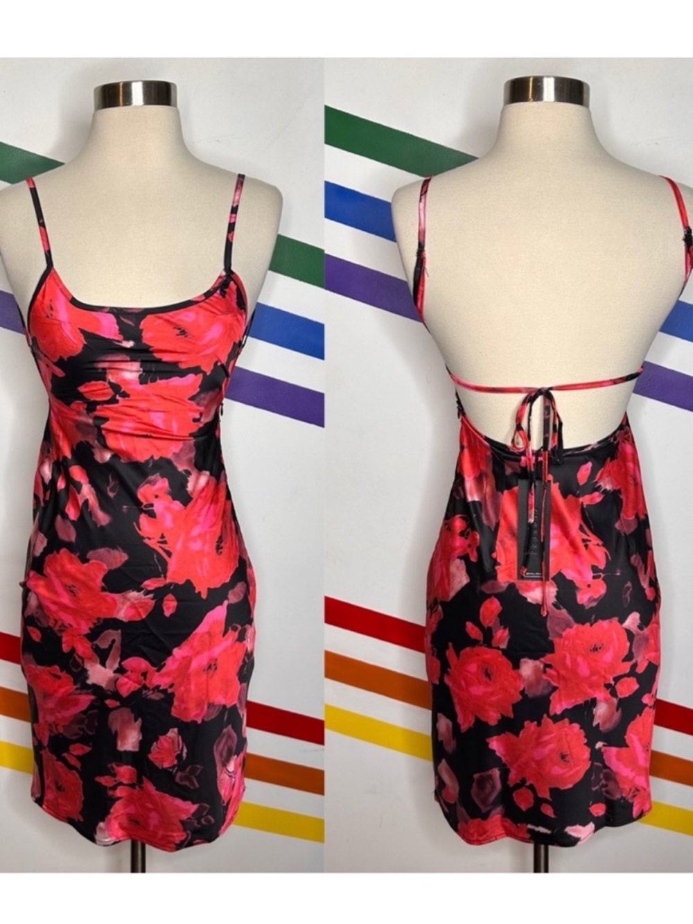 NWT Lioness Nostalgia 90s Red Floral Mini Dress - Size XS